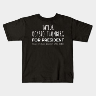 Taylor Ocasio Thunberg For President Kids T-Shirt